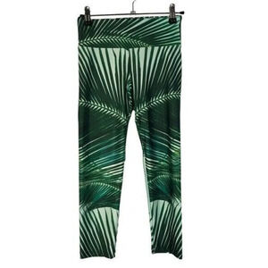 Goldsheep Green Palm Leaf Crop Athletic Leggings XS